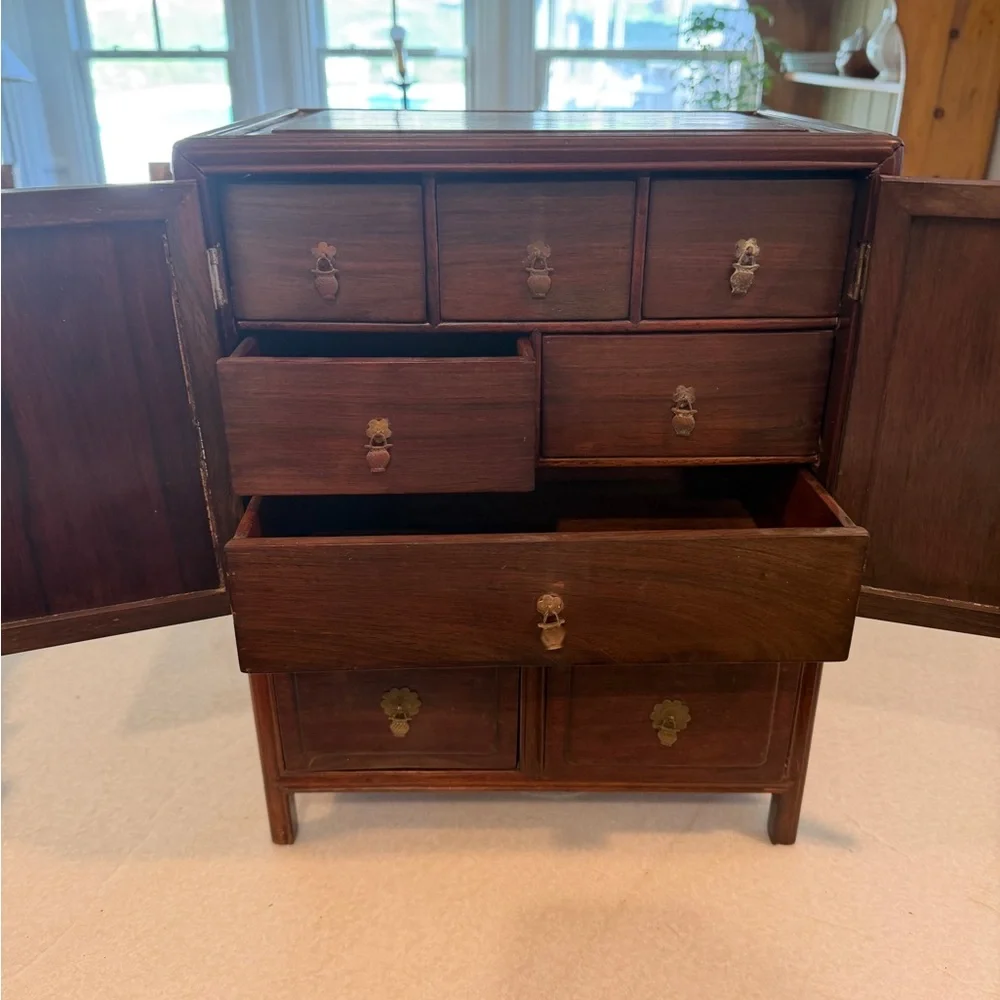 19th century Antique Rosewood Jewelry Armoire Cabinet